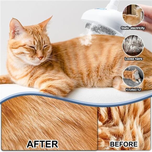 Spray Cat Brush - Self Cleaning Pet Grooming Brush with Mist & Release Button - Picture 2 of 7